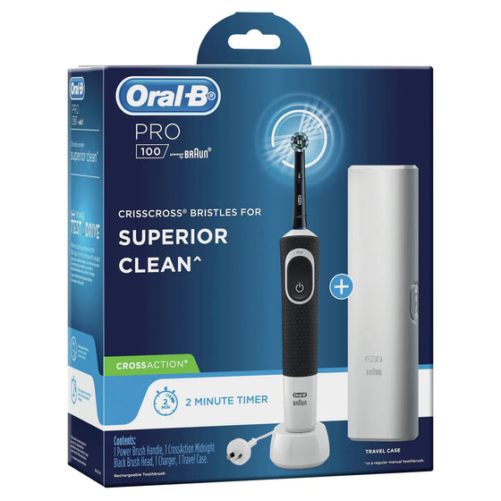 Oral-B Pro 100 Cross Action+Travel Case Black