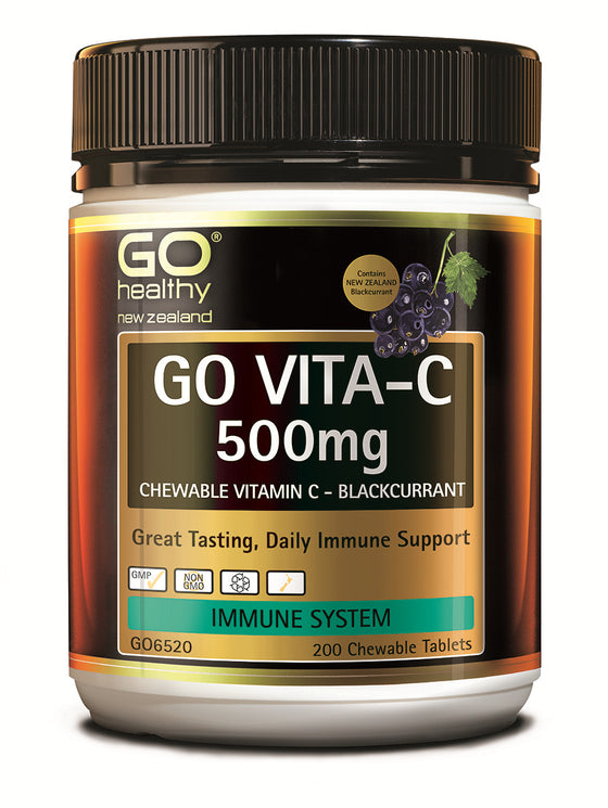 Go Healthy Go Vita-C 500mg 200 Blackcurrant Chewables