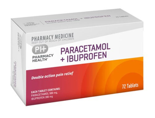 Pharmacy Health Paracetamol + Ibuprofen 72 Tablets