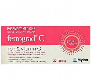 Ferrograd C Iron and Vitamin C Tablets 30s